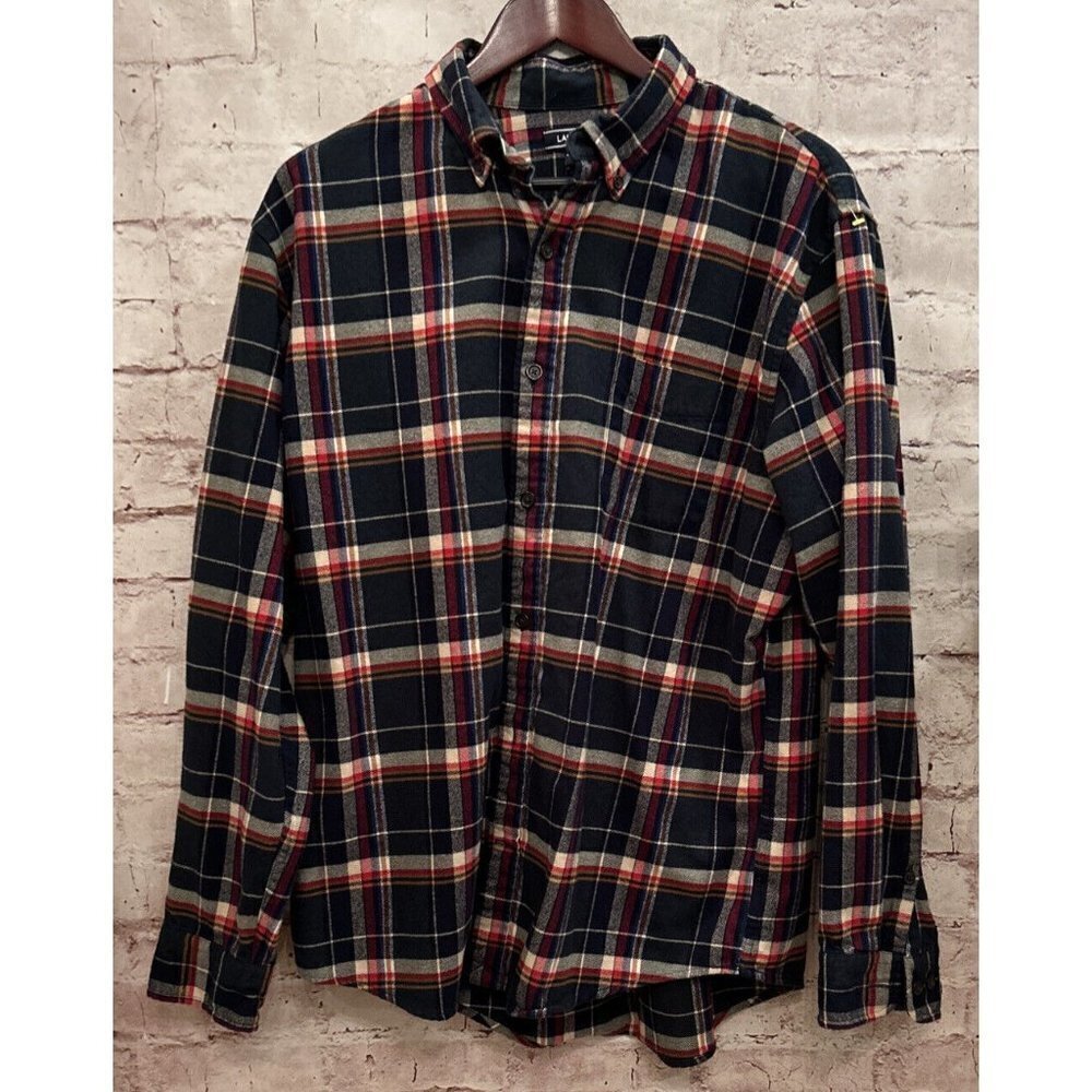 Lands End Traditional Fit Plaid Flannel Shirt Long Sleeve Men's Large 16-16 1/2